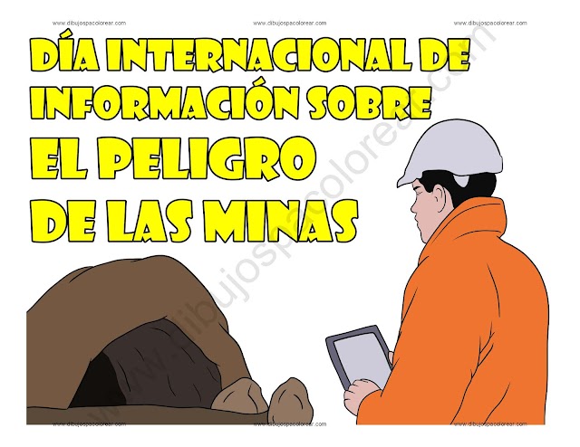 Día internacional de información sobre el peligro de las minas dibujo a color y para colorear